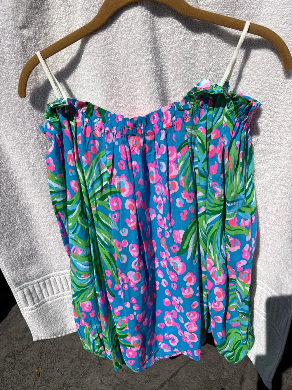 Lilly Pulitzer Blue Tropical Floral Spaghetti Strap Top